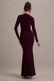 Reid Plum Long Sleeve Gathered Maxi Dress