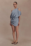 Gabriella Draped Mini Dress Charcoal Blue Marle