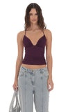 Mesh V Neck Top in Purple