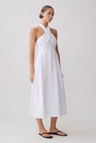 Rosie Linen Halter Midi Dress White