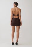 Anari Gathered Scuba Mini Dress Dark Chocolate