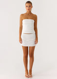Perfect Celebrity Beaded Mini Skirt White