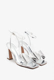 Headlines Silver Ankle Strap Heeled Sandals With Diamante Bows