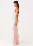 Attitude Knit Sequin Maxi Dress Iridescent Pink