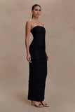 Jianna Strapless Mesh Maxi Dress Black