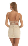 Sequin Lace Corset Dress in Nude