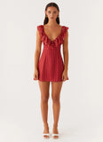Adrina Ruffle Mini Dress Red Polka Dot