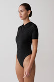 Junie Shortsleeve Cross Over Bodysuit Black