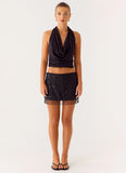 Overload Beaded Mini Skirt Black