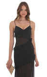 Chiffon Ruffle Cutout Maxi Dress in Black