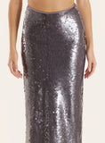 Silver Sequin Maxi Skirt Odell