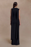 Wisteria Slinky Maxi Dress With Scarf Black