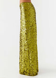 Perfect Places Low Rise Sequin Maxi Skirt Olive