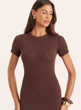 Chocolate Boucle Knitted Maxi Dress