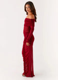 Teala Mesh Maxi Dress Red