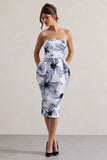 Chateau Mono Print Bandeau Midi Dress