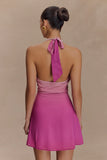 Malakhai Chiffon Halter Mini Dress Ombre Pink