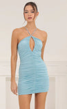 Halter Bodycon Dress in Blue