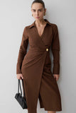 Mikaila Asymmetric Shirt Dress Dark Chocolate