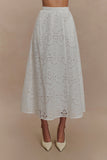 Arla Broderie Midi Skirt White