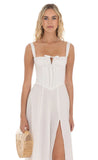 Corset A line Midi Dress in White