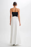 Ruby Strapless Slinky Maxi Dress Black White