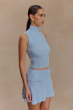 Indy Pointelle Knit Mini Skirt Cornflower Blue