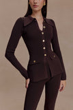 Suzie Ribbed Long Sleeve Longline Top Chocolate