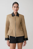 Solange Zip Up Collared Jacket Natural