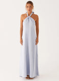 Golden Child Linen Maxi Dress Blue