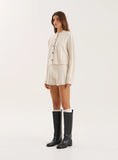 Cream Cable Knit Buttoned Cardigan
