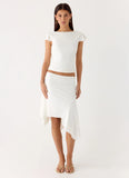 Maxina Asymmetrical Midi Skirt White