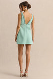 Amely Green Plunge Neck Mini Dress With Bow Detail