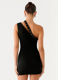 Off The Grid Eyelet Mini Dress Black