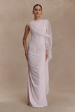 Amandine Ruched Slinky Maxi Dress Pale Pink