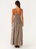 Carmel Maxi Dress Brown Gingham