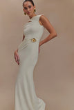 Kaida Slinky Maxi Dress With Hardware Ivory