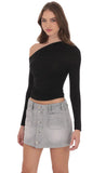 Buttoned Denim Skirt in Washed Grey