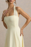 Auburn Pale Lemon Halter Neck Midi Dress