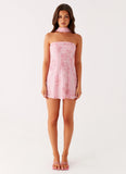 Kiesha Strapless Scarf Mini Dress Pink