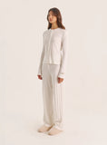 Ecru Printed Pointelle Trousers