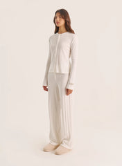 Ecru Printed Pointelle Trousers