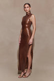 Veronica Sequin Midi Dress Chocolate