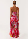 Eden Strapless Maxi Dress White Pink Lilly