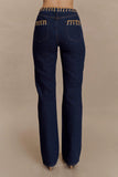 Meryl Lace Up Denim Jean Indigo Blue