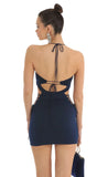 Strappy Cutout Bodycon Dress in Navy
