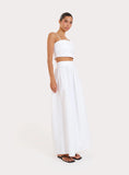 White Cotton Cami Pleated Crop Top