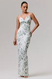 Luz Green Porcelain Print Strappy Maxi Dress
