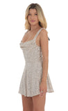 Silver Sequin A line Dress in Tan