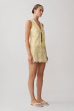 Tessa Broderie Tie Front Sleeveless Top Lemon